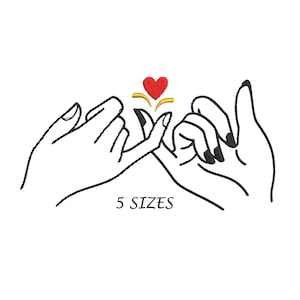 Lovers Hands Embroidery Design: Line Art Machine Embroidery (Digital File)
