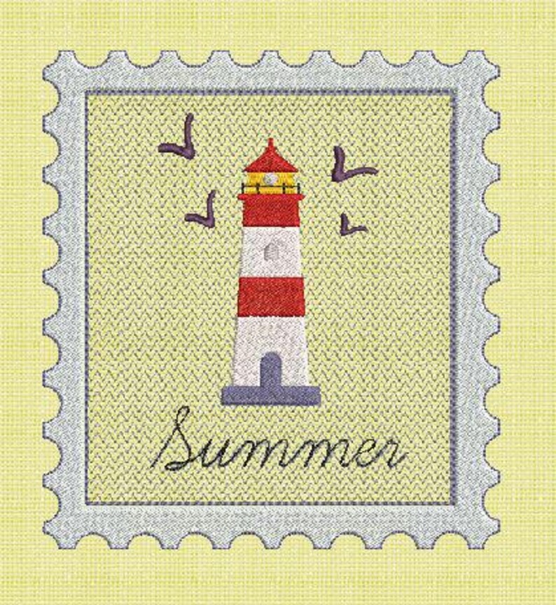 Cursive Lighthouse Lighthouse & Birds Stamp Embroidery Design: Machine File (digital ...