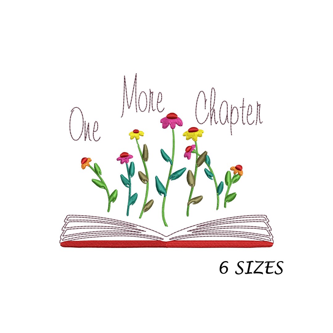 Book With Flowers Embroidery Design: One More Chapter (multi Formats, 6 ...