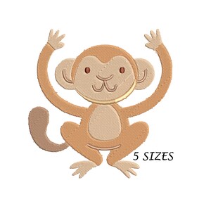 Monkey Embroidery Design for Machine , Kids embroidery Designs , Instant download, Monkey Design in 5 sizes and Multi Formats