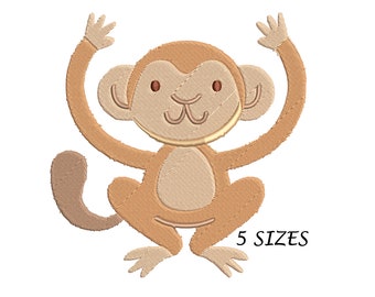 Monkey Embroidery Design for Machine , Kids embroidery Designs , Instant download, Monkey Design in 5 sizes and Multi Formats
