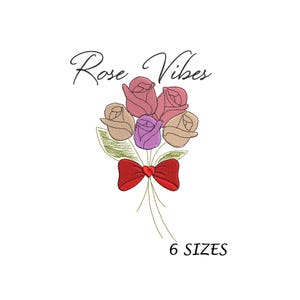 Roses Bouquet Embroidery Design: Floral Machine Embroidery File (Digital Download,6 Sizes )
