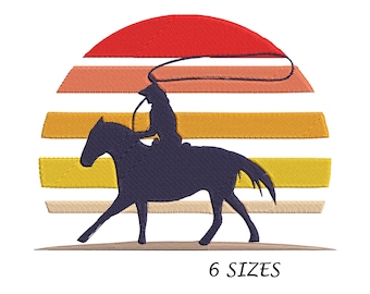 Cowboy Horse Embroidery Design: Western Silhouette (Digital File, 6 Sizes )