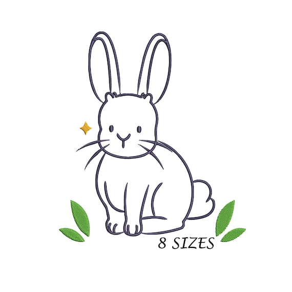 Bunny Outline Embroidery Design for Machine, 8 sizes , Instant Download, Digital File, Multi Formats.