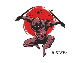 Wzór haftu ninja: japońska sztuka wojownika (plik cyfrowy, 6 rozmiarów)