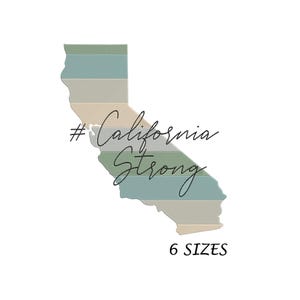 Motif de broderie hommage à la Californie, motif de broderie carte de Californie, California Strong, fichier numérique 6 tailles, motif de broderie Machine