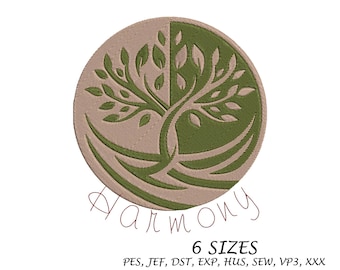 Yin Yang Tree of Life Embroidery Design: Asian Machine Embroidery (6 Sizes, Digital File)