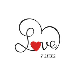 Love Heart Embroidery Design: Machine Embroidery File (Digital Download, 7 Sizes)
