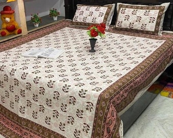 Handmade jaipuriya hand blocked print on double bedsheet