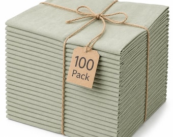 Sage Green Cotton Napkins, Rustic Wedding Table Decor, 100 Pack