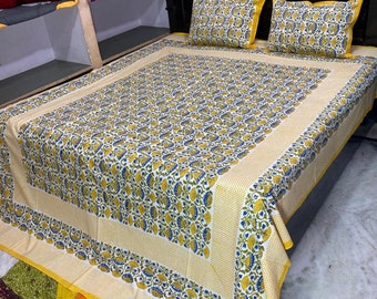 Handmade jaipuriya hand blocked print on double bedsheet