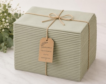 Sage Green Cotton Napkins | 100 Pack Reusable Cloth Dinner Linens