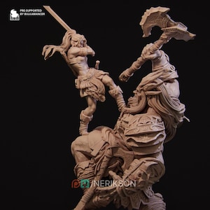 Lia vs Giant Diorama: Nerikson 12k Resin Display Model (140/75mm Scale)