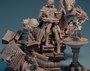 Orinthia the Magical Librarian Diorama | Display Model | 140 mm scale | 12k | Nerikson