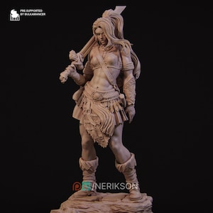 Lia the Barbarian Mercenary - Nerikson Display Model (140mm Scale, 12k Resin Print)