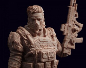 Cyberpunk Combat Medic Miniature: Romero &quot;Ratchet&quot; De La Vega, 12k Resin RPG Model