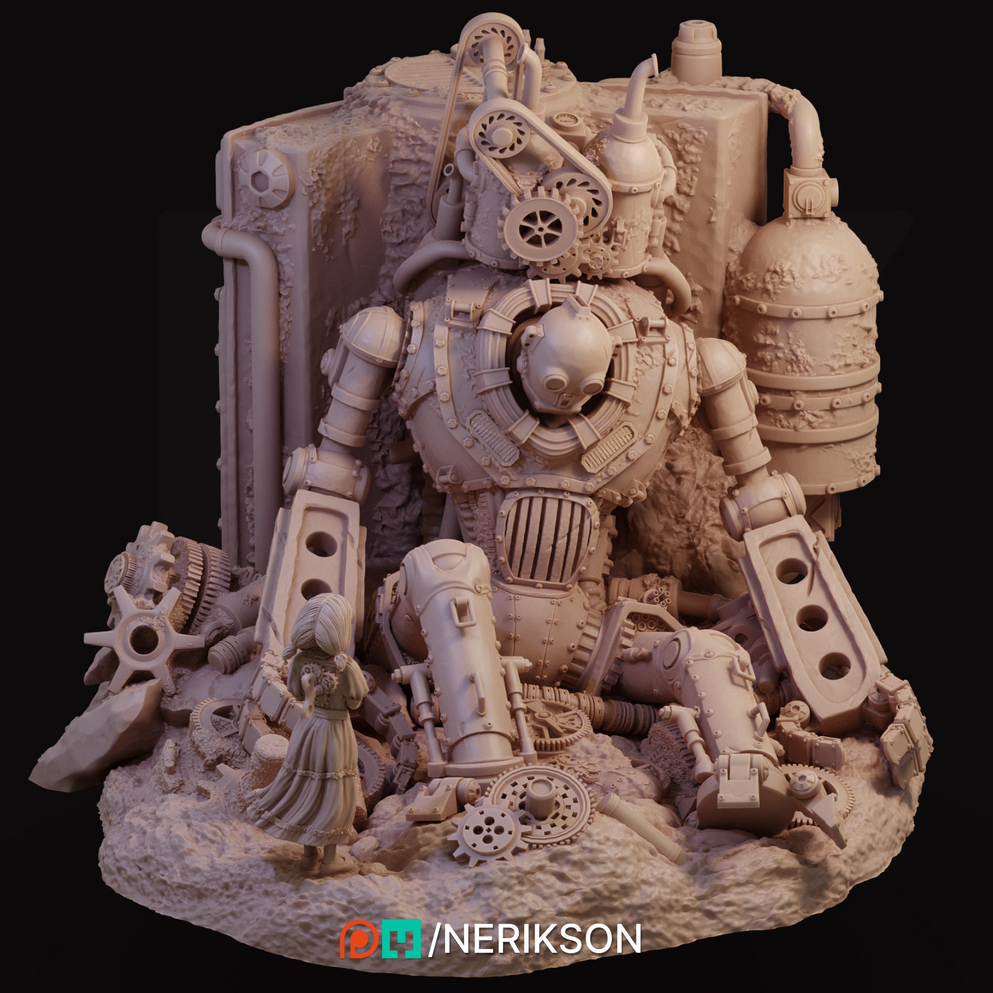 Steampunk Abandoned Robot Diorama | Nerikson | Display Model | 60