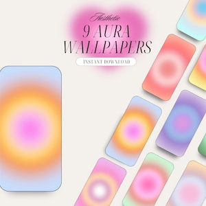 9 Unique iPhone Wallpapers | High Quality, Aesthetic Aura Gradient & Modern Phone Backgrounds, Cutest Homescreen, Instant Digital Download