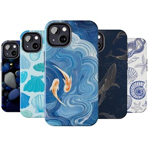 Ocean Vibes Sea Foam Design iPhone 16 15 14 13 12 11 Pro Max Mini X Xs Xr SE Tough Case, Samsung Galaxy S25 S24 S23 S22 S21 Ultra