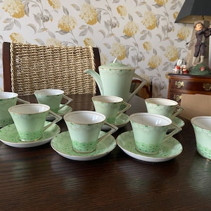 Vintage Gladstone China Coffee Set: 1930s Art Deco