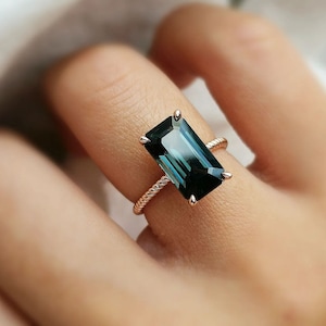 Indicolite Tourmaline Ring, Tourmaline Sterling Silver Ring Blue Paraiba Tourmaline Ring, Anniversary Ring, Dainty Tourmaline Ring For Women