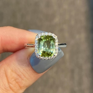 Green Tourmaline Sterling Silver Ring Handmade Tourmaline Ring Vintage Green Tourmaline Ring Lab Grown Tourmaline Ring Green Gemstone Ring