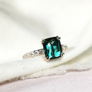 Indicolite Tourmaline Ring, Tourmaline Silver Ring, Blue Tourmaline Ring, Anniversary Ring, Dainty Tourmaline Ring, Vintage Tourmaline Ring