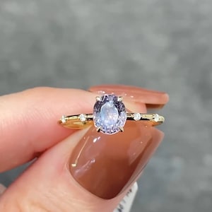 Lavender Purple Sapphire Ring 925 Sterling Silver Vintage Purple Sapphire Ring Purple Stone Statement Ring Sapphire Wedding Promise Ring