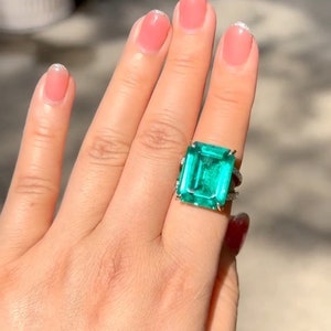 Emerald Sterling Silver Ring: Vintage Style, May Birthstone