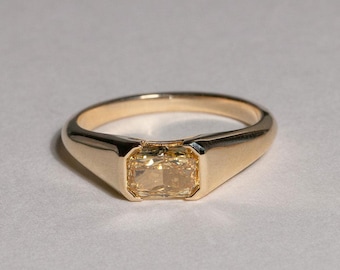 Gelber Saphir Ring: Sterlingsilber Edelstein Mann Frau Verlobungsring