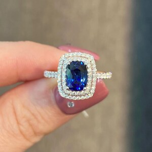 Lab Grown Blue Sapphire Ring Vintage Blue Sapphire Ring Handmade Silver Ring Unique Sapphire Anniversary Ring Personalized Gift Dainty Ring