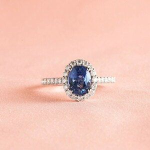 Lab Grown Blue Sapphire Ring Vintage Blue Sapphire Ring Handmade Silver Ring Dainty Blue Sapphire Wedding Anniversary Ring Personalized Gift