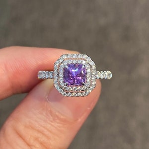 Lavender Purple Sapphire Ring 925 Sterling Silver Vintage Purple Sapphire Ring Purple Stone Statement Ring Purple Sapphire Wedding Ring