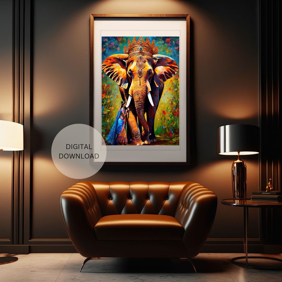 Colorful Elephant PRINTABLE Wall Art Digital Download Print AI - Etsy