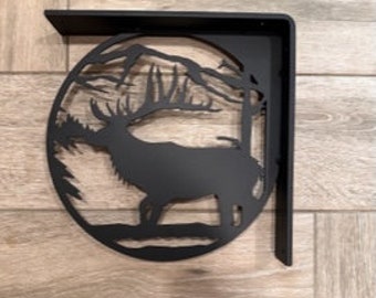 Handcrafted Metal Elk Profile L-Bracket: Rustic Welded Artistry for Home & Garden - Sold Individually