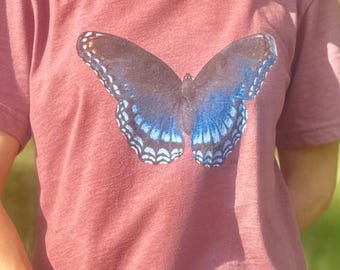 Red-Spotted Admiral Butterfly T-Shirt: Organic Cotton Nature Tee