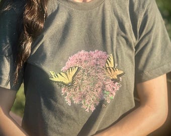 Butterfly Blossom Organic Cotton T-Shirt: Eco-Friendly Nature Tee