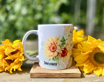 Custom Birth Flower Zodiac Mug – Personalized Astrology Gift
