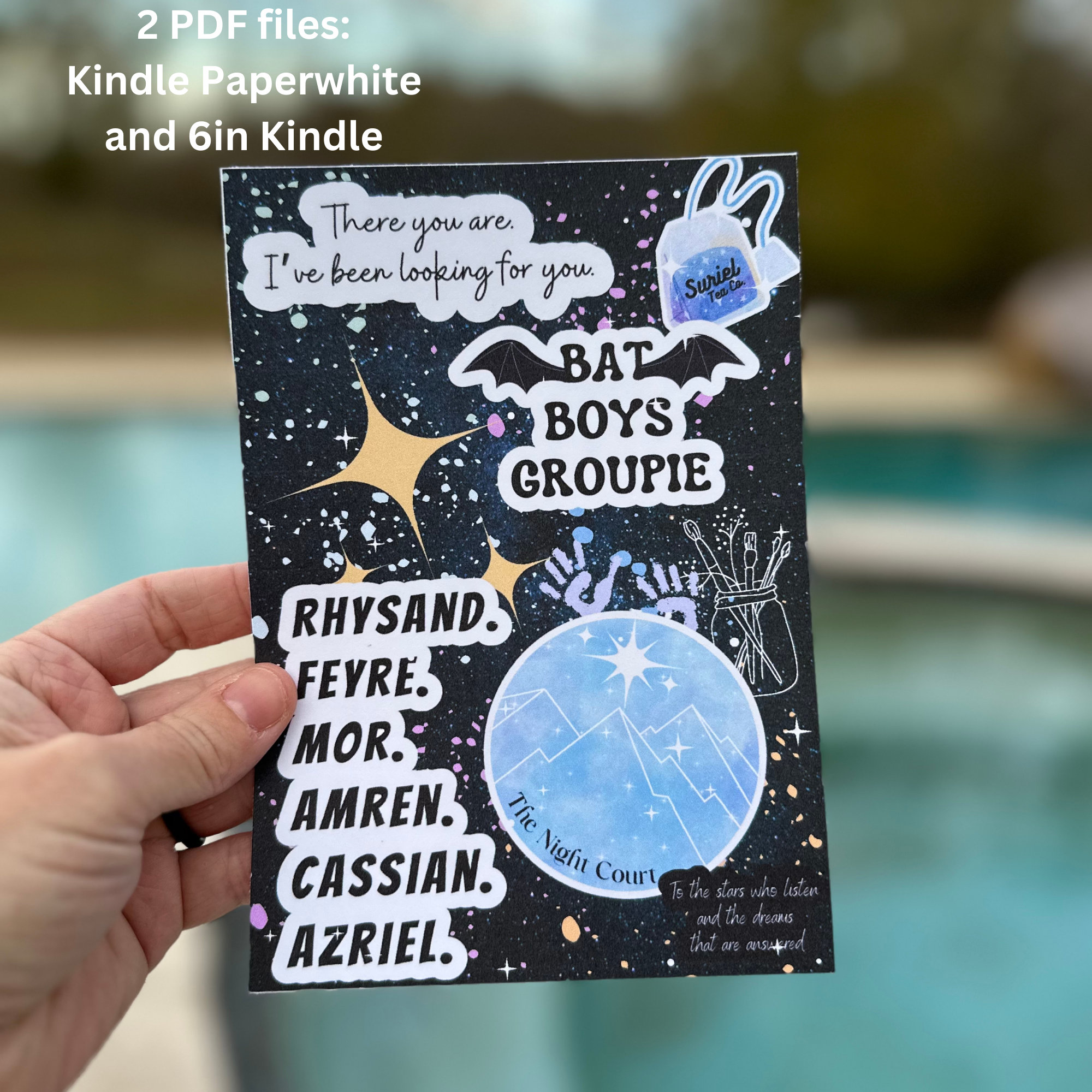 Fantasy Kindle Insert For Clear Cases - ACOTAR Inspired Bookish Decor With Holographic Stars, Fits 11th Gen Paperwhite