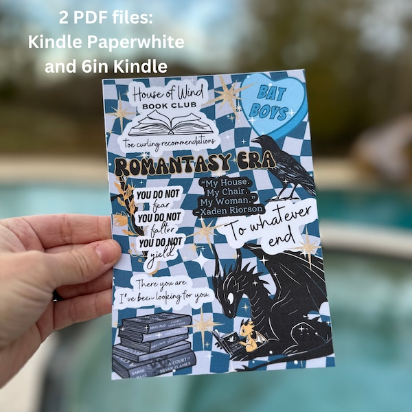 Romantiek tijdperk Kindle invoegen afdrukbare | Kindle-decoraties | E-reader-inzetstukken | Kindle Paperwhite | 6 inch Kindle-inzetstuk