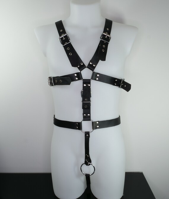 Harnais complet pour homme en cuir avec boucles métal