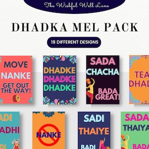 Dhadka Mel signe Nanka Mel affiche imprimable mariage punjabi Jagoo Maaiyan panneaux Viah Kuri Munda mariage indien signes équipe mariée équipe marié