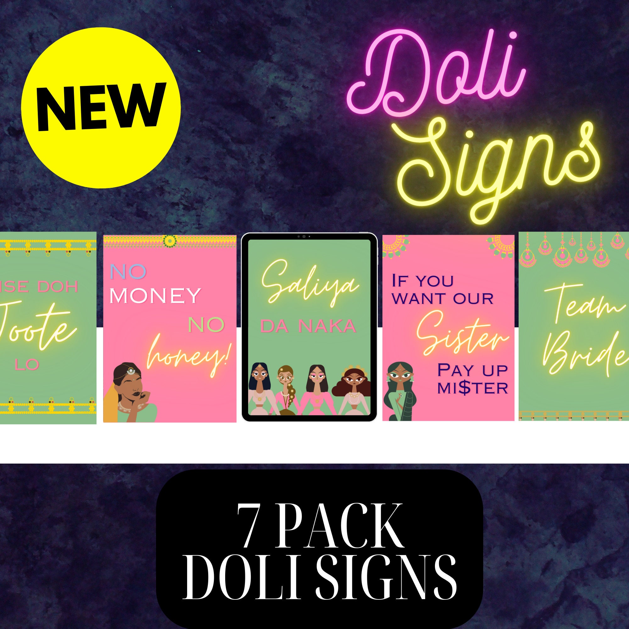 Doli Wedding Signs Team Bride Indian Wedding Signage Punjabi Wedding ...