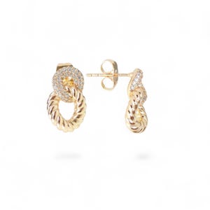 Gold plated earrings, Minimalist earrings, Beauty: 18K Gold Plated CZ Earrings – Ideal Present for the Stylish Woman, gift idea for her