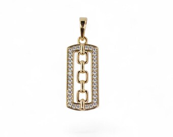 18k gold plated pendant, 18k gold pendant, Zirconia pendant, Gold-plated pendant, Gold plating pendant, Gift idea for Mom, Best gift