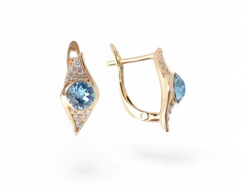 18K Gold Plated Crystal Earrings – Sparkling Jewelry Gift 18K Gold Heart Earrings – Romantic Gold Plated Jewelry