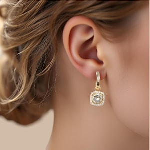 Gold plated earrings, 18k Earrings, Gold filled earrings, Gold plated huggies, Hoops huggie, CZ earrings for women, Women&#39;s accessories