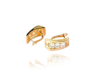 Gold plated earrings, Hypoallergenic earrings, Minimalist jewelry, zirconia earrings, earrings with zirconia