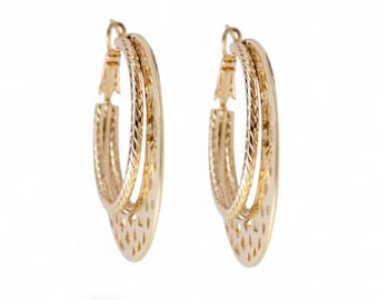 Gold plated earrings, Earrings, Stunning 18K Gold Plated hoops, Hoops earrings, Large hoops earrings for women, Women gift idea