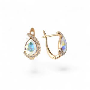 Gold plated earrings, 18k Earrings, Gold filled earrings, CZ gold plated earrings, 18k gold plated CZ earrings, Birthday gift, Christmas